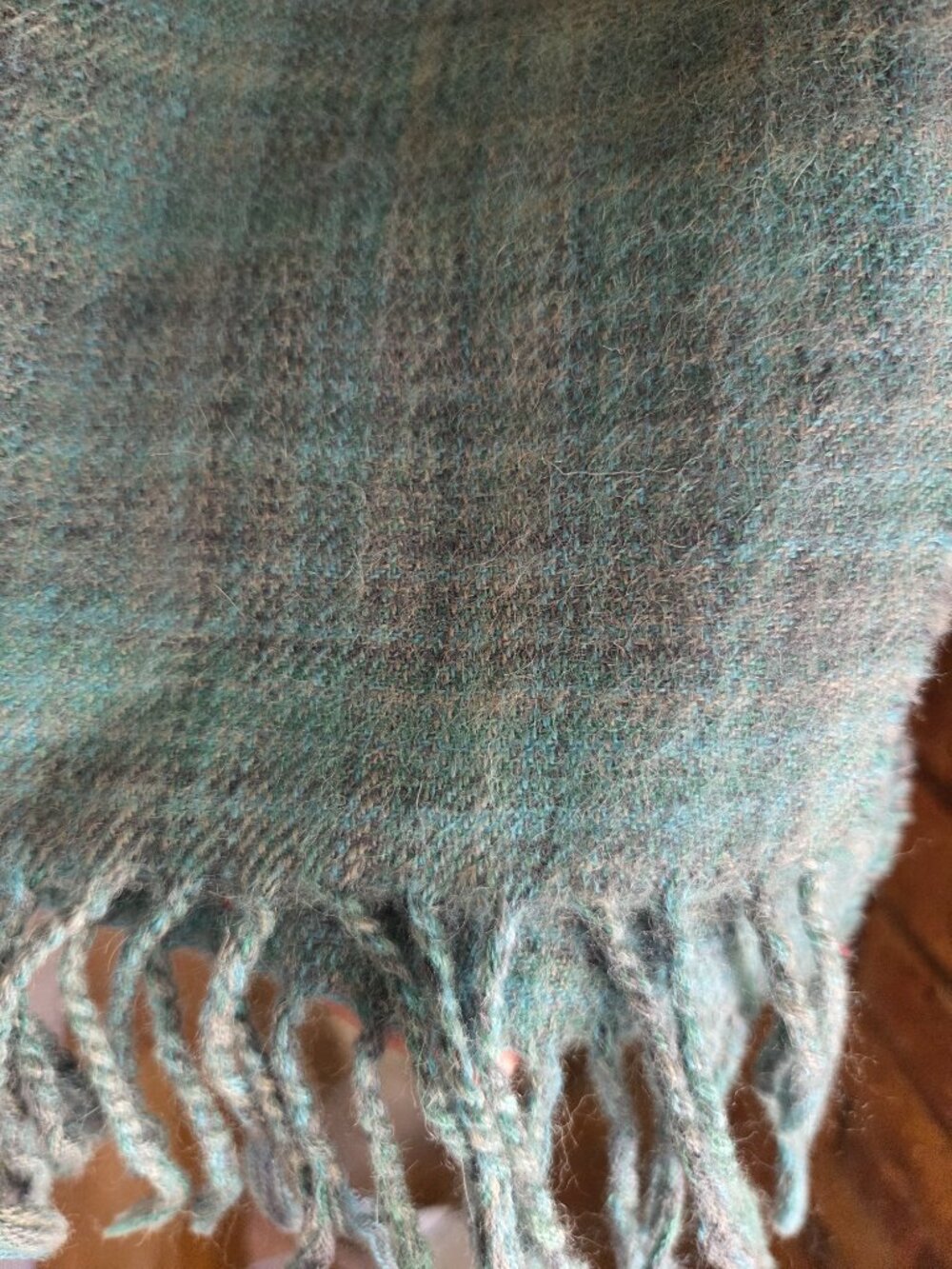 Handmade 100% Alpaca Wool Blue Plaid Scarf - Picture 5 of 8